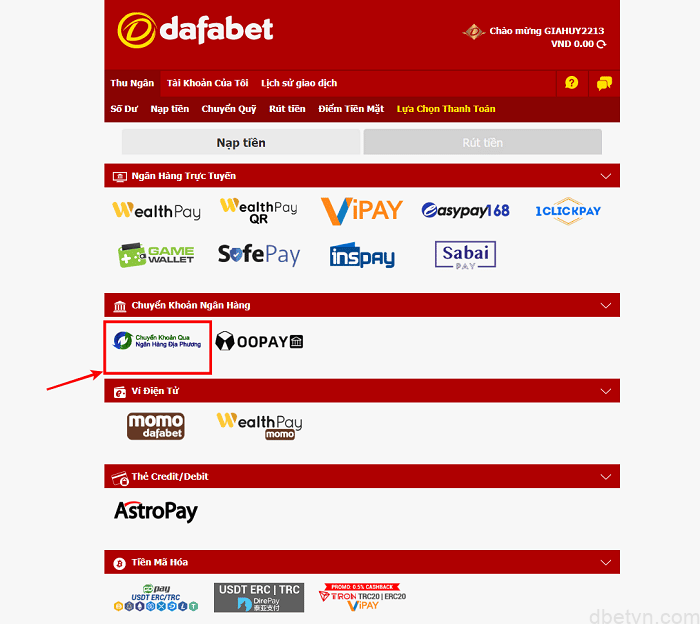 Hướng dẫn gửi tiền Dafabet thành công sau 5 phút | Dbetvn 6